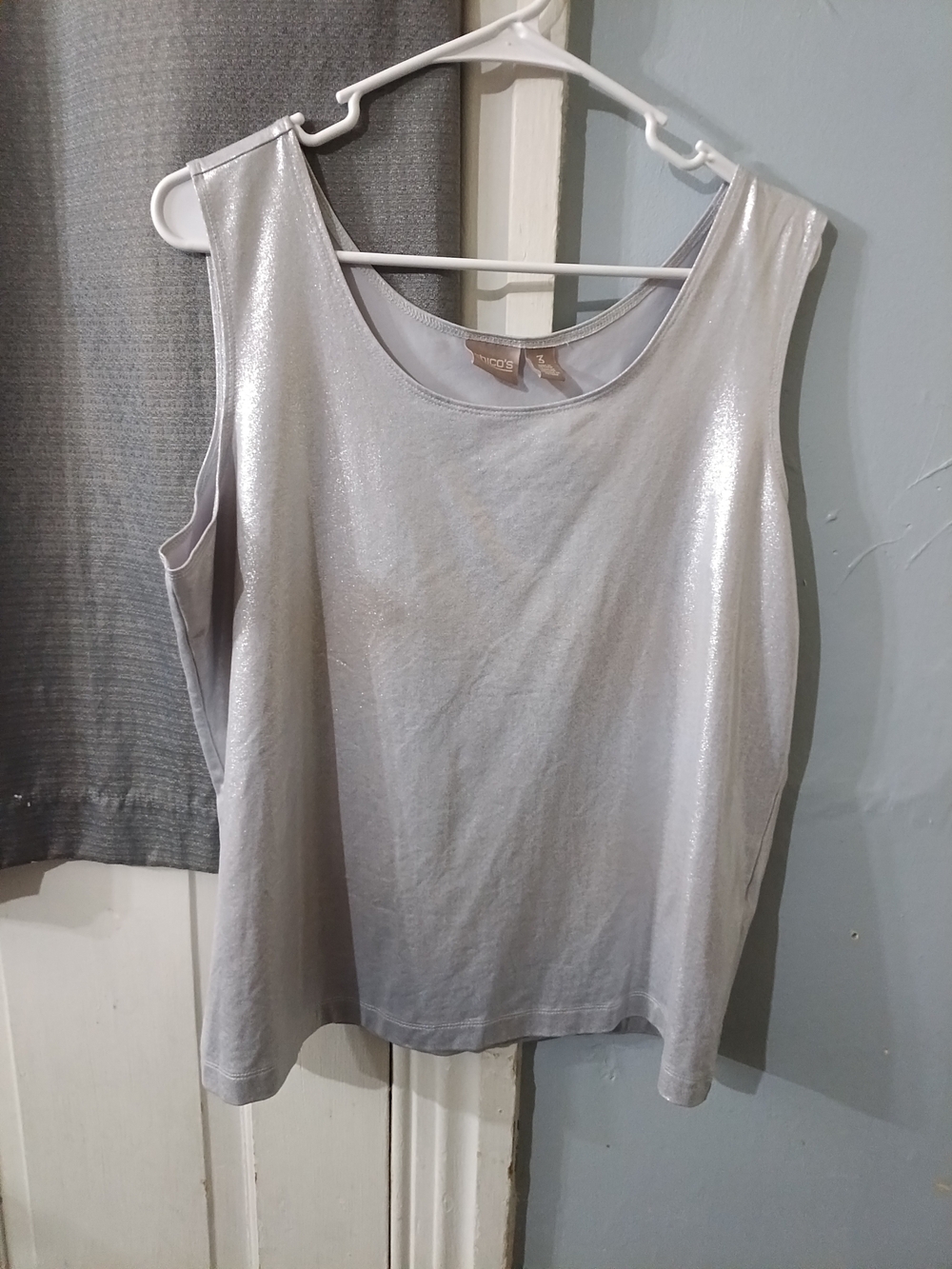 Chico's Silver Metallic Scoop Neck Tank